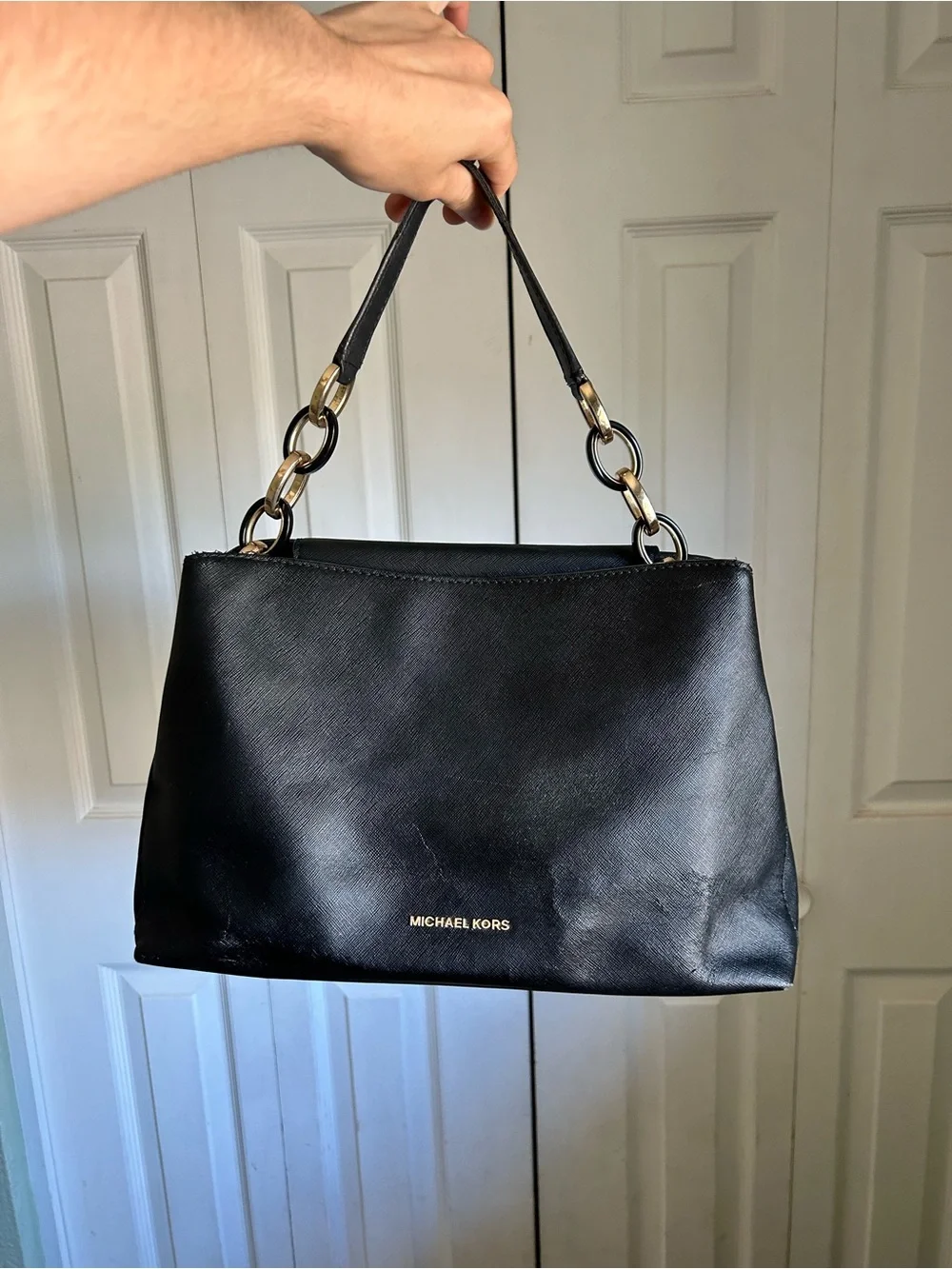 Michael Kors Portia Black Saffiano Leather Shoulder Bag